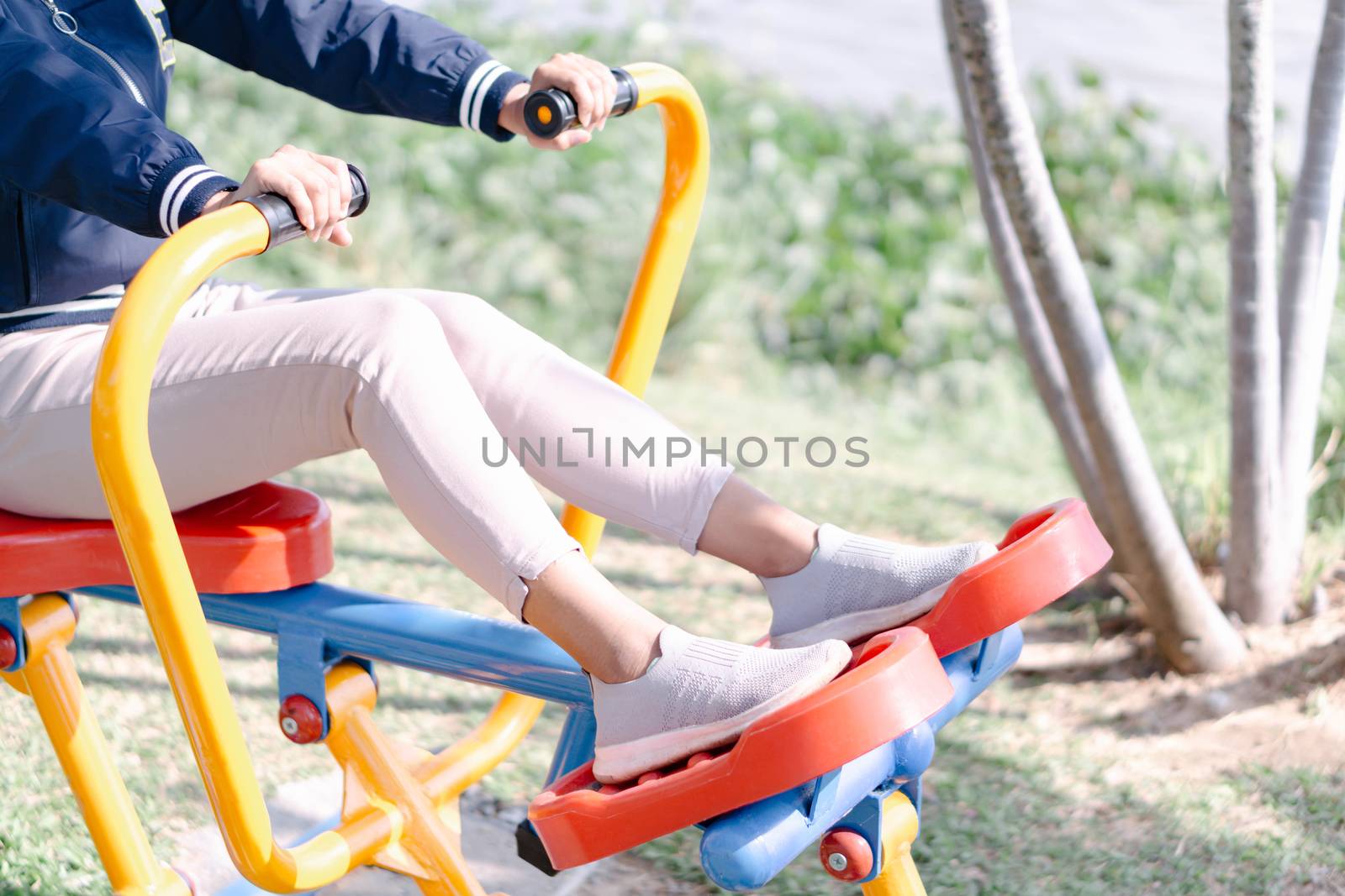 closeup woman legs excercise in the park by pt.pongsak@gmail.com