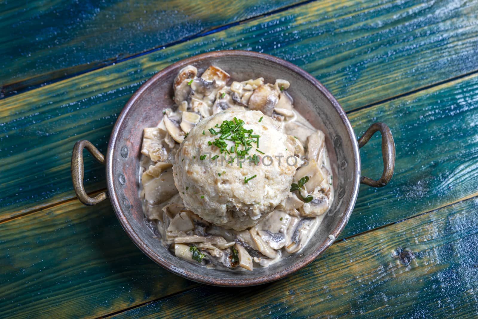 bavarian bread dumpling with sauce