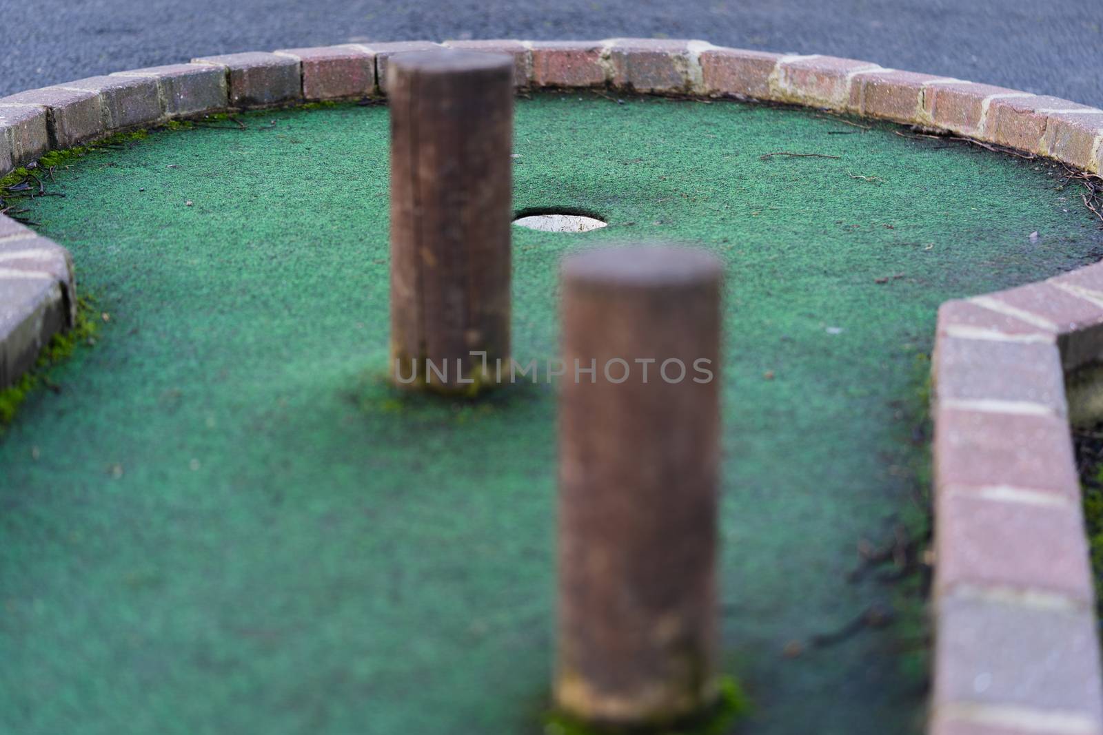 Crazy golf holes outside