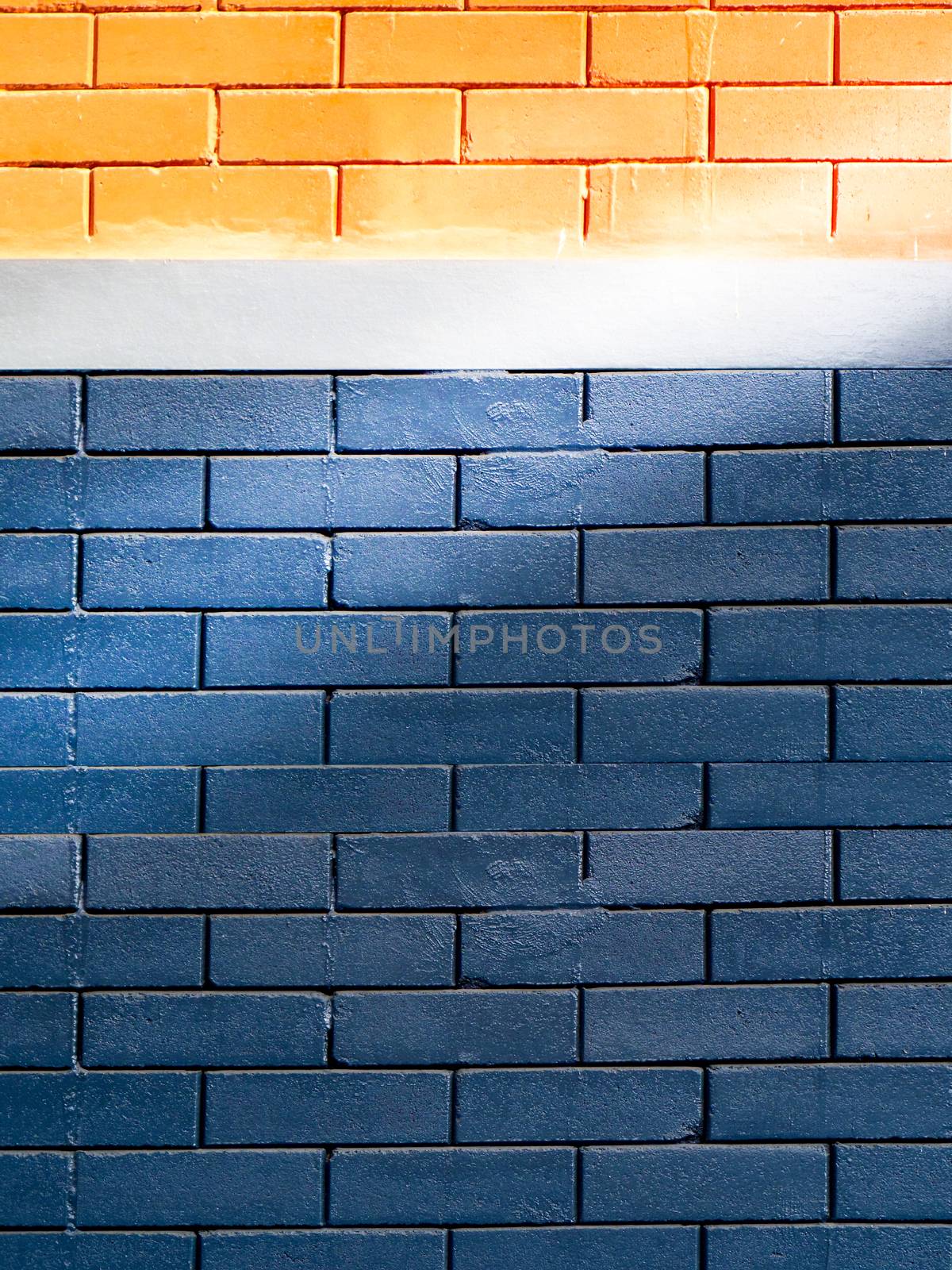 dark blue and orange color brick wall interior  by Darkfox