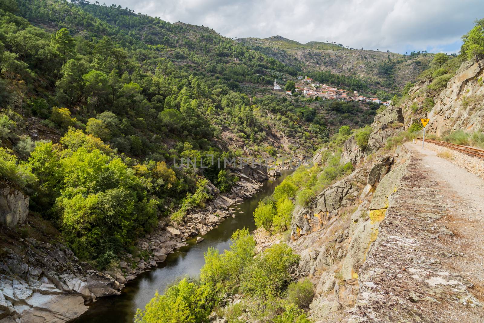 River Tua in the mountains of Douro, Portugal