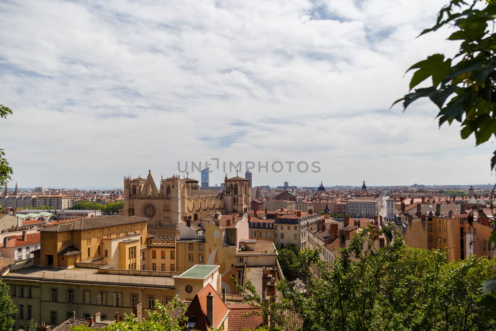 Lyon, France - CIRCA 2019: Picturesque historical Lyon Old Town buildings on the bank of Saone River. Lyon, Region Auvergne-Rhone-Alpes, France. by dugulan