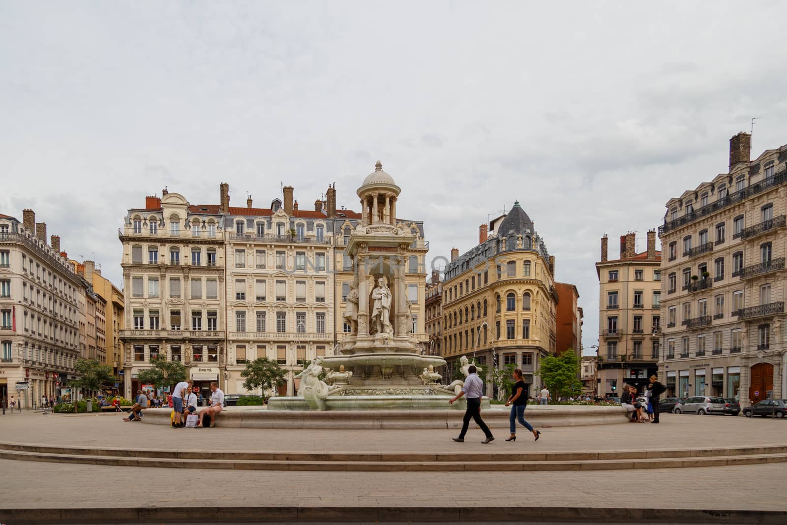 Lyon, France - CIRCA 2019: Picturesque historical Lyon Old Town buildings on the bank of Saone River. Lyon, Region Auvergne-Rhone-Alpes, France.