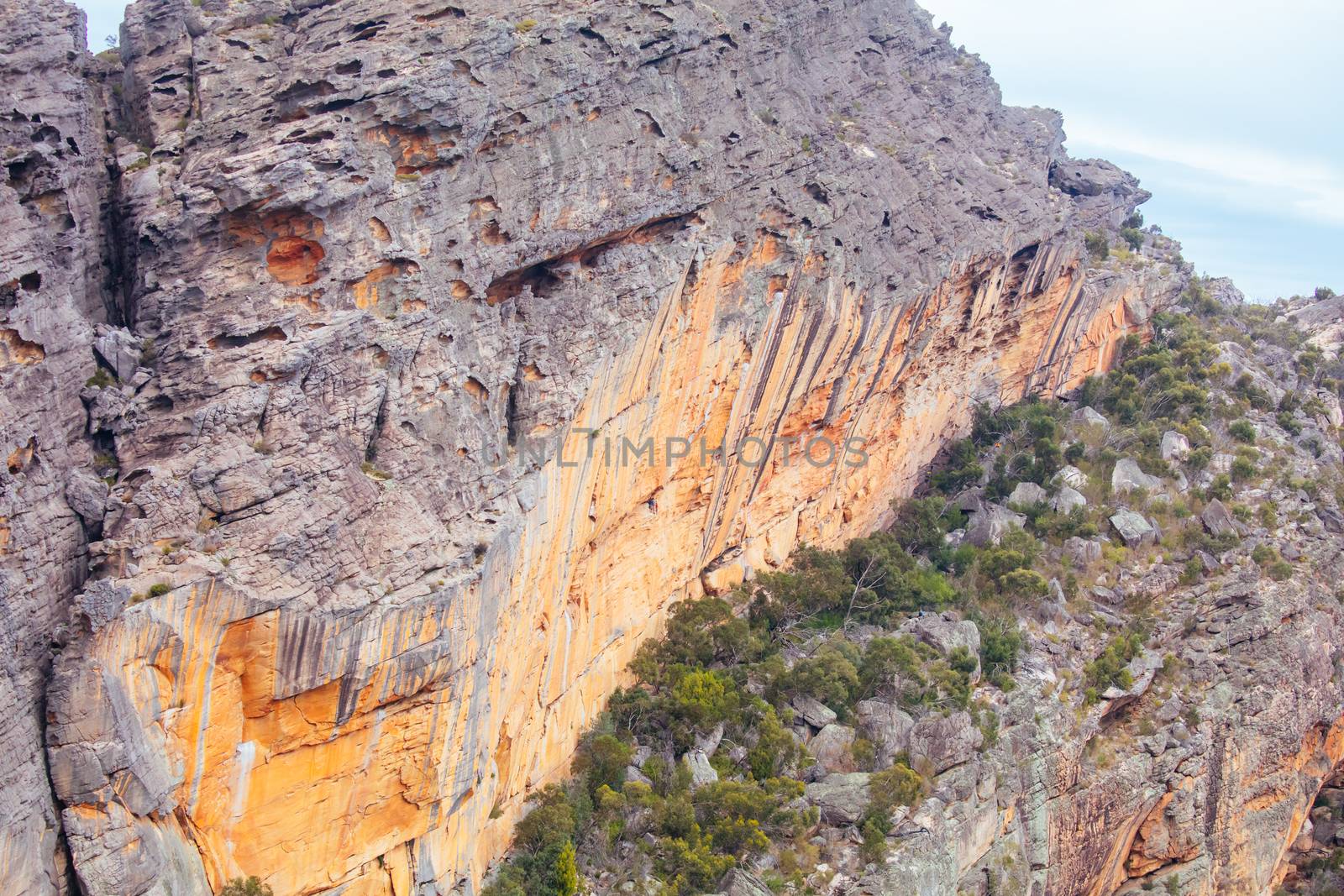 The iconic Mt Hollow landscape and cliffs on a hike in the Northern Grampians in Victoria Australia