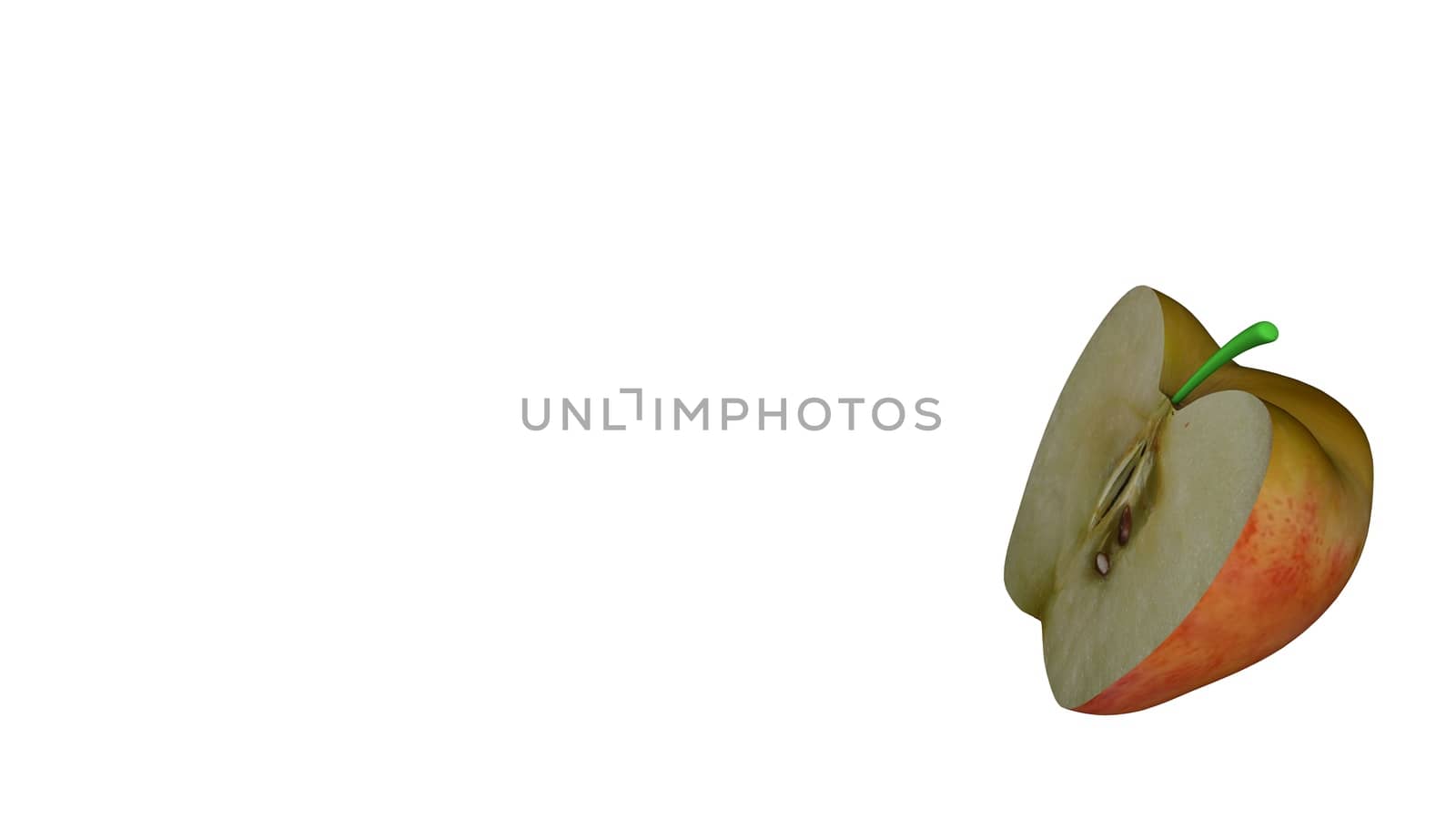 Red apple and green apple isolated on white background with copy space for texture. 3D illustration