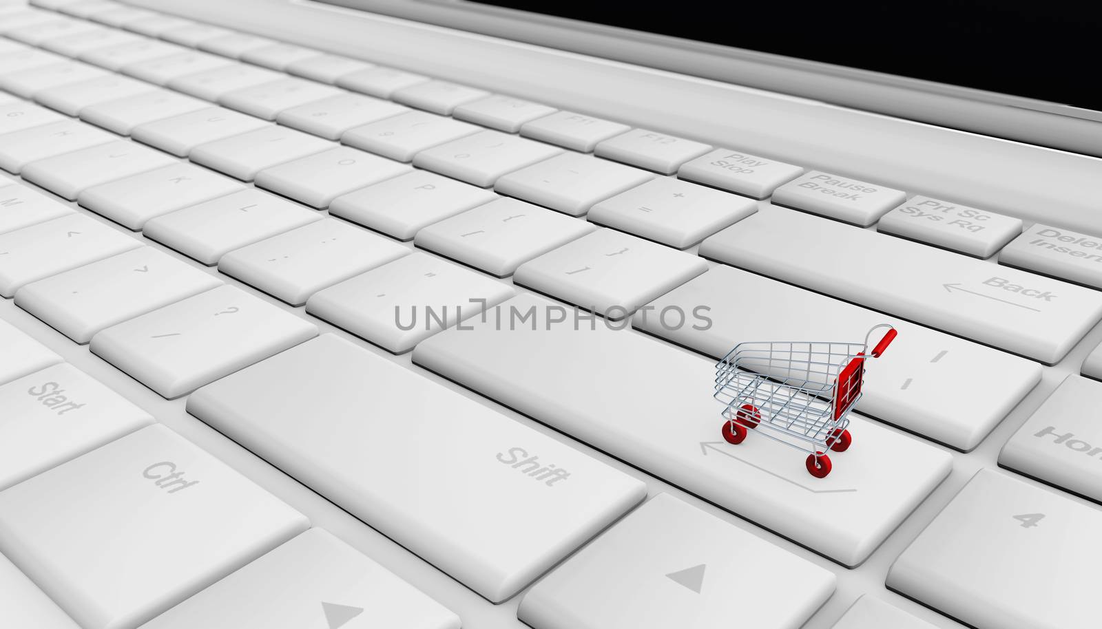 Shopping Cart on a laptop enter sign 3d rendering by F1b0nacci