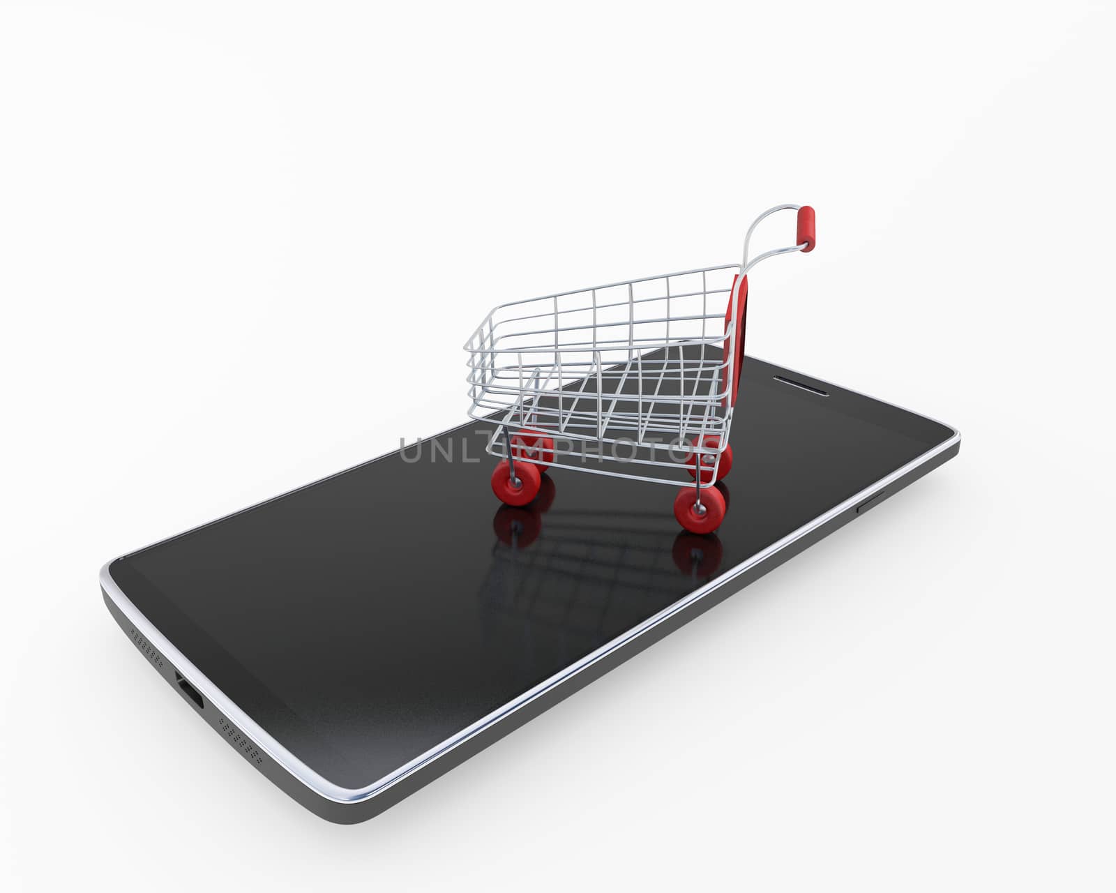 Shopping via mobile phone concept 3d rendering by F1b0nacci