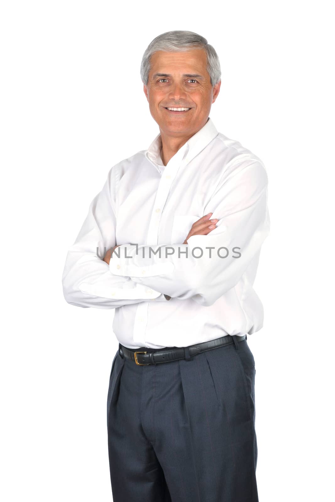 Businessman Wearing White Shirt Arms Crossed by sCukrov