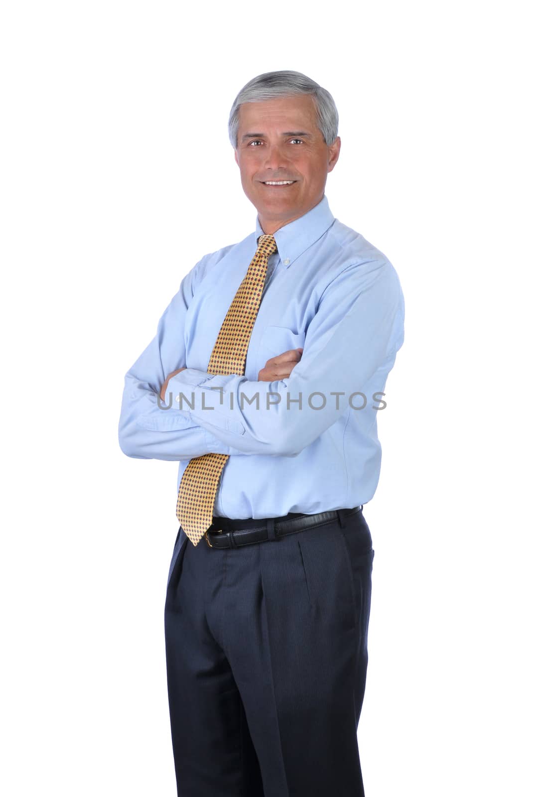 Standing Businessman with arms crossed by sCukrov