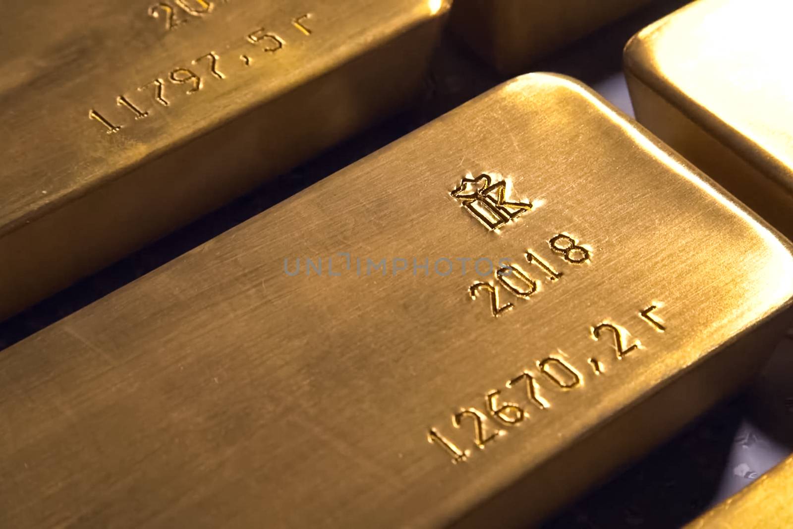 Gold bars. Gold in the form of bullion.