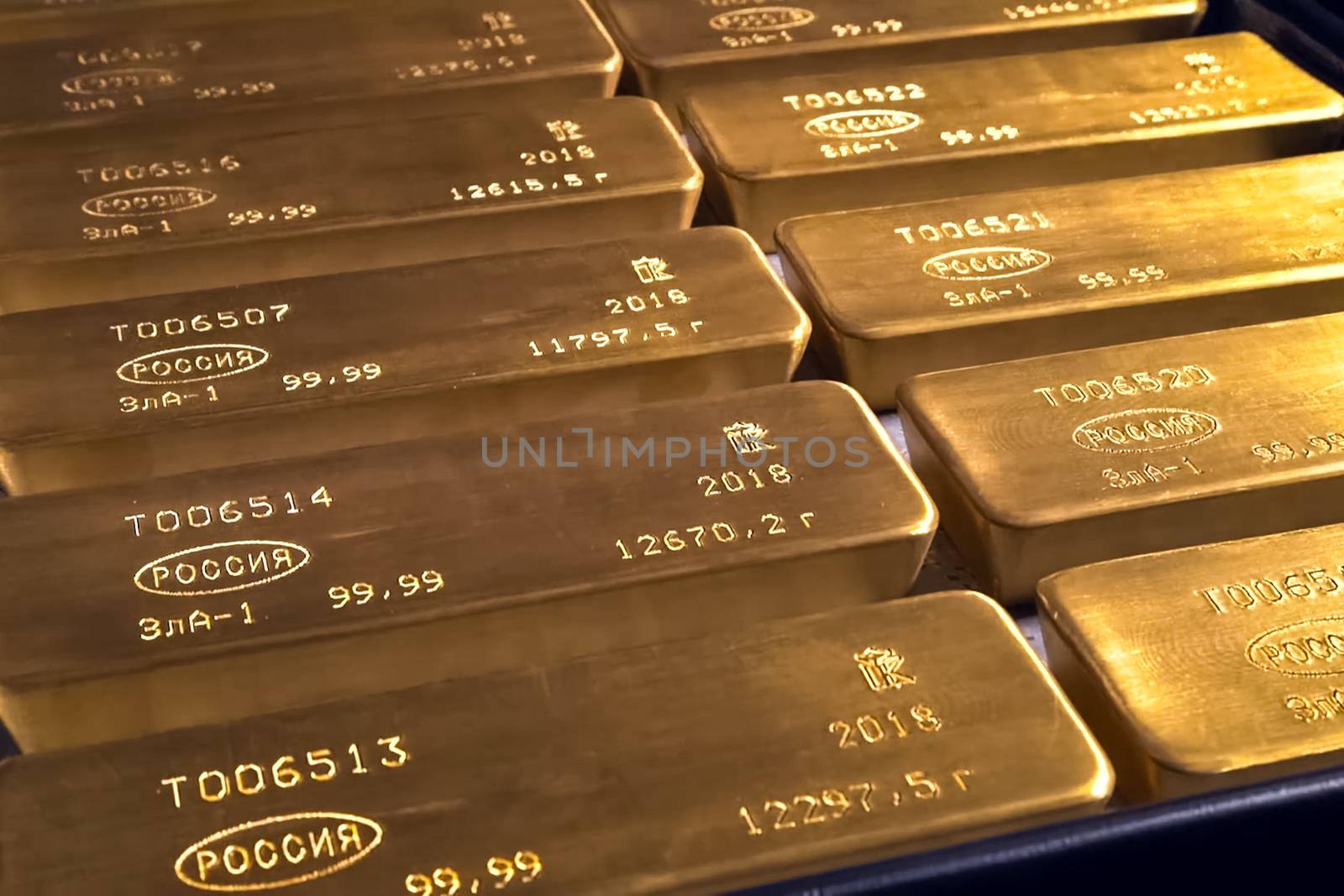 Gold bars. Gold in the form of bullion.