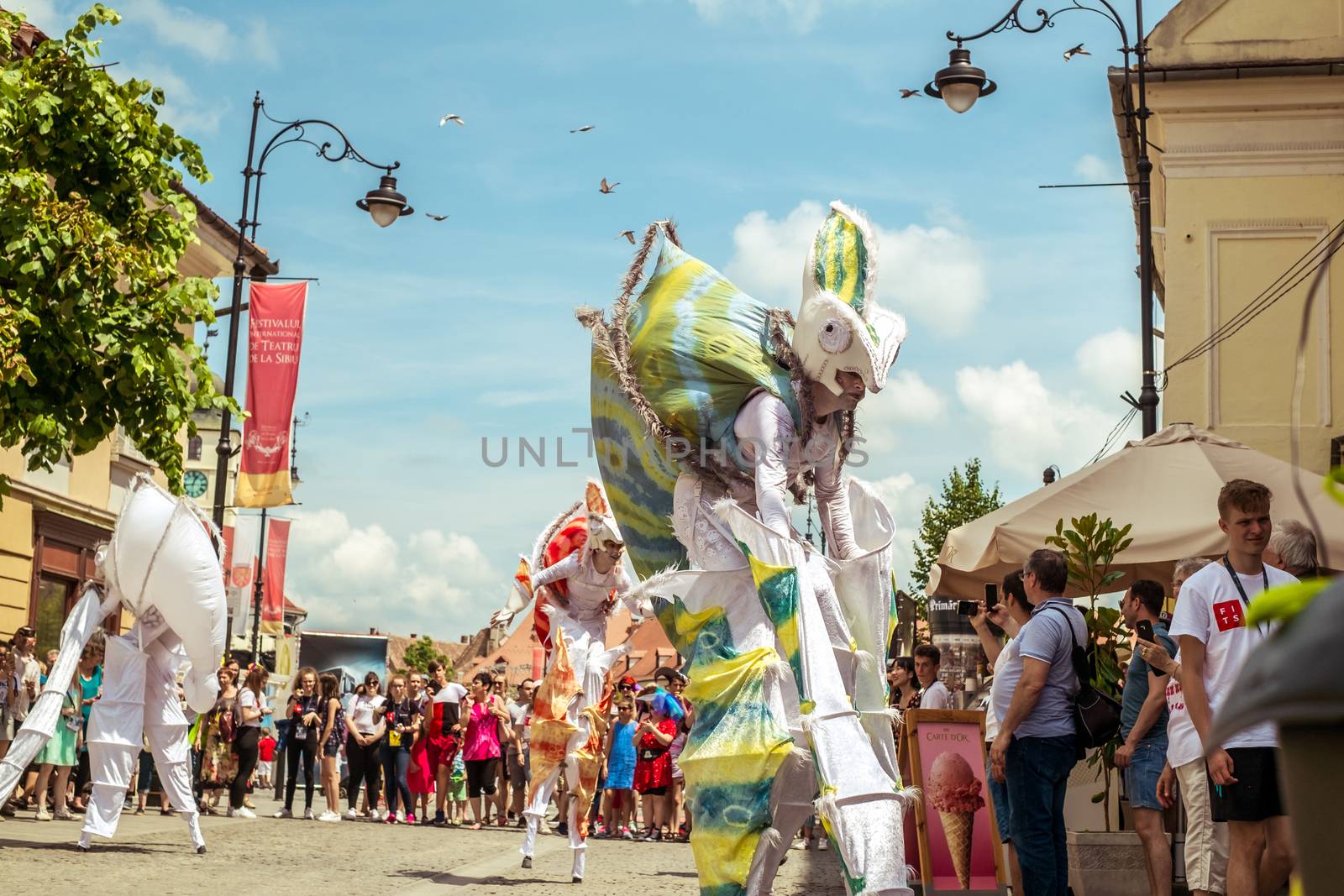 Sibiu City, Romania - 22 June 2019. Chameleons dance crew from Germany directed by  Nina Scholz, performing at the Sibiu International Theatre Festival from Sibiu, Romania.