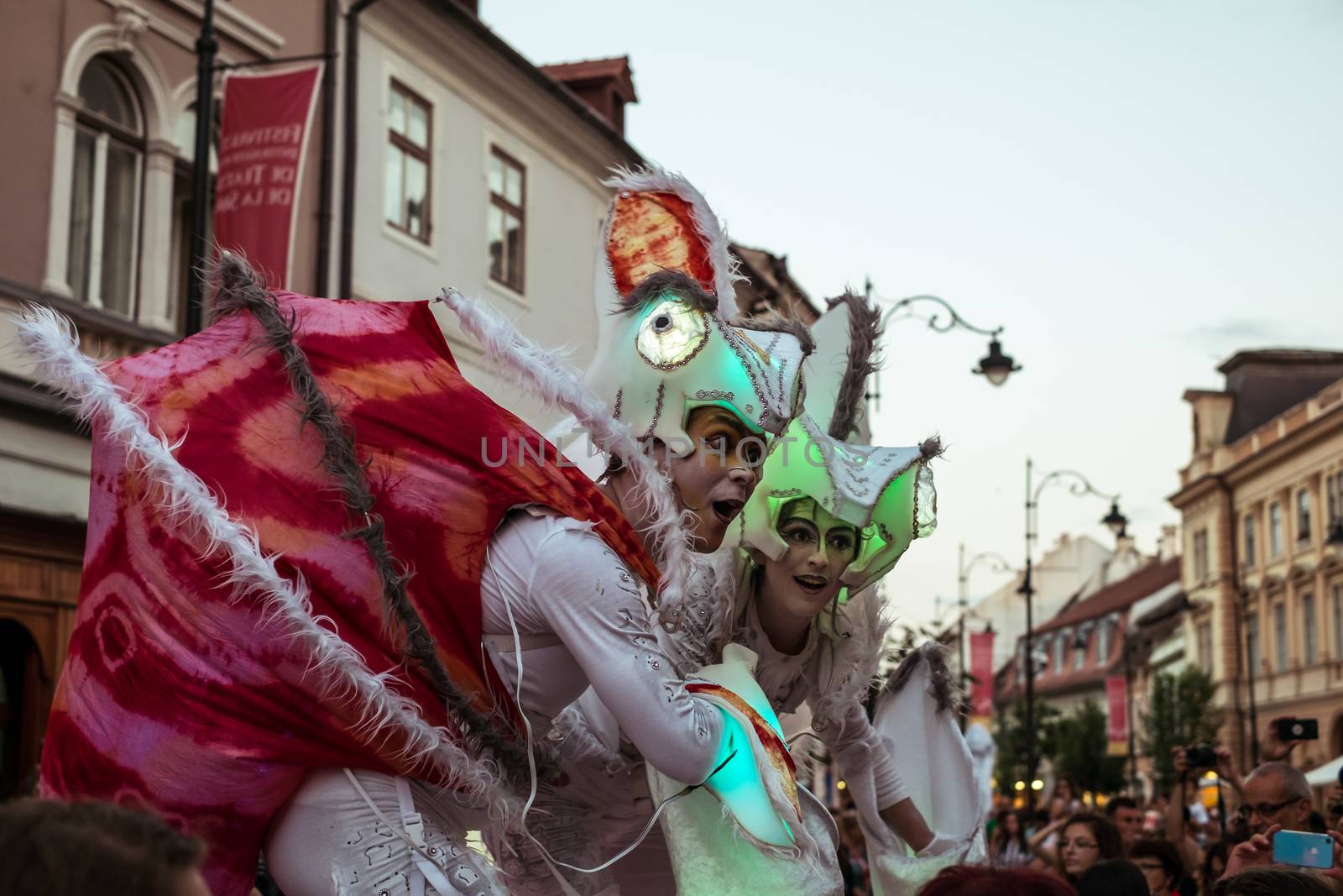 Sibiu City, Romania - 22 June 2019. Chameleons dance crew from Germany directed by  Nina Scholz, performing at the Sibiu International Theatre Festival from Sibiu, Romania.