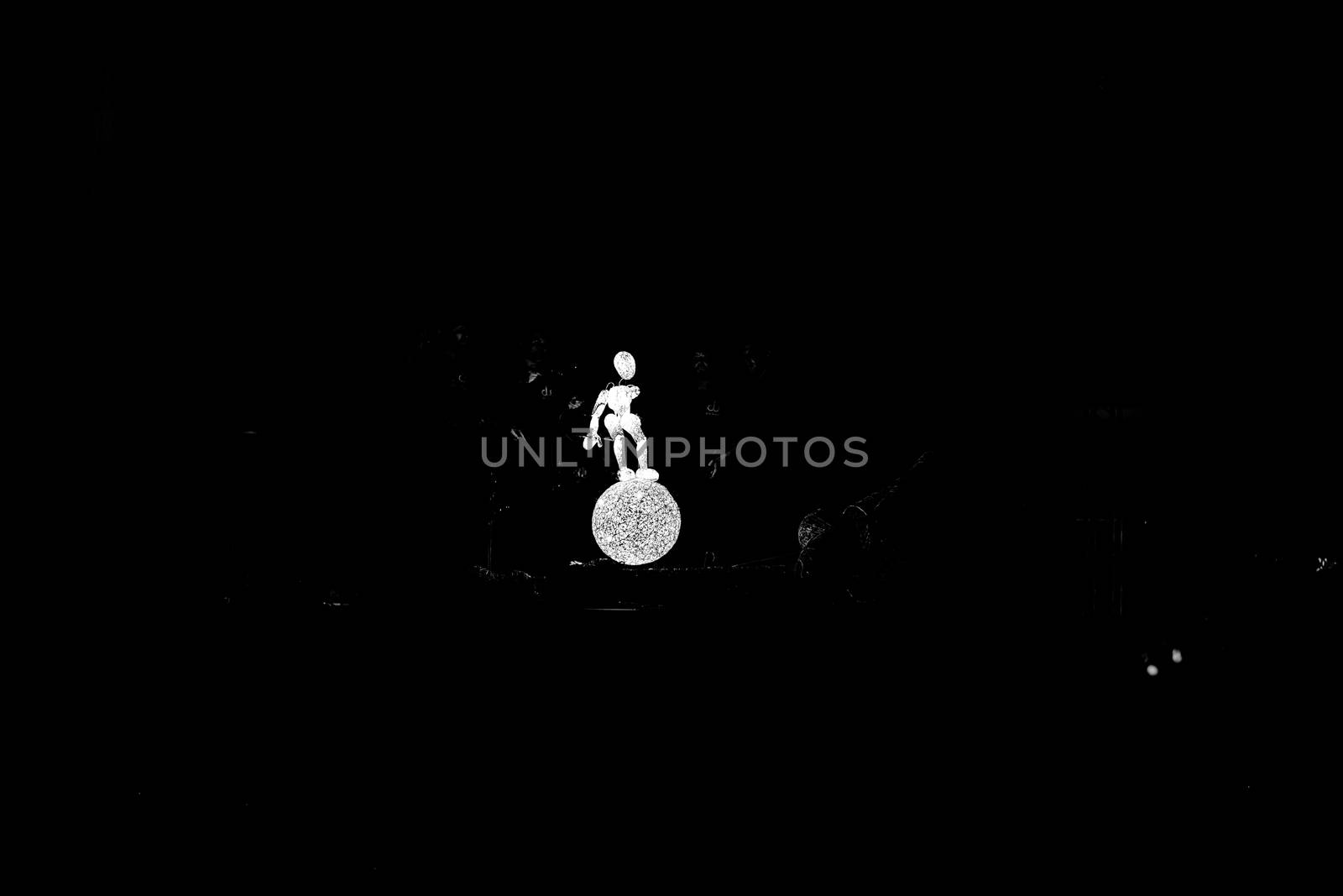 Sibiu City, Romania - 22 June 2019. DUNDU an illuminated large-scale puppet at the Sibiu International Theatre Festival from Sibiu, Romania.