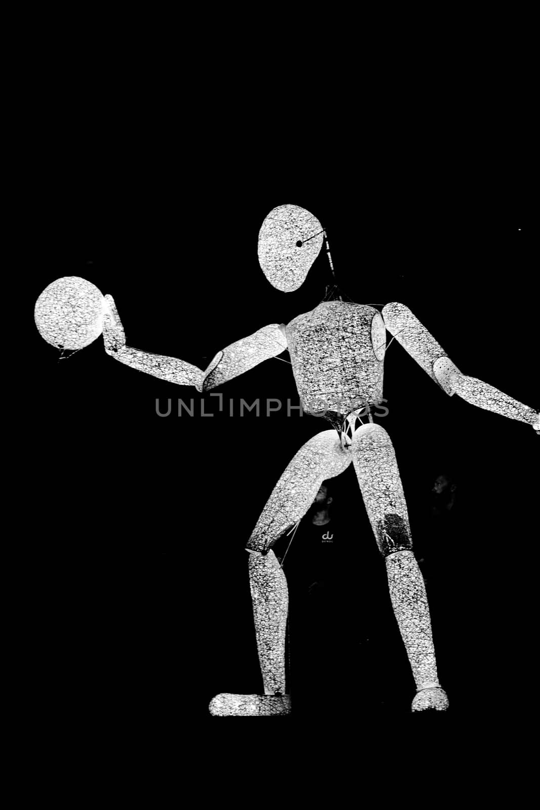 Sibiu City, Romania - 22 June 2019. DUNDU an illuminated large-scale puppet at the Sibiu International Theatre Festival from Sibiu, Romania.