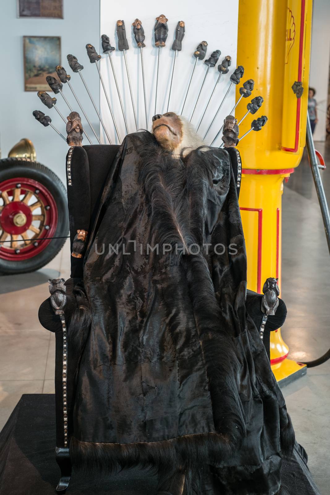 Malaga, Spain - August 19, 2018. various decorations at Automobile and Fashion Museum Malaga, Spain.