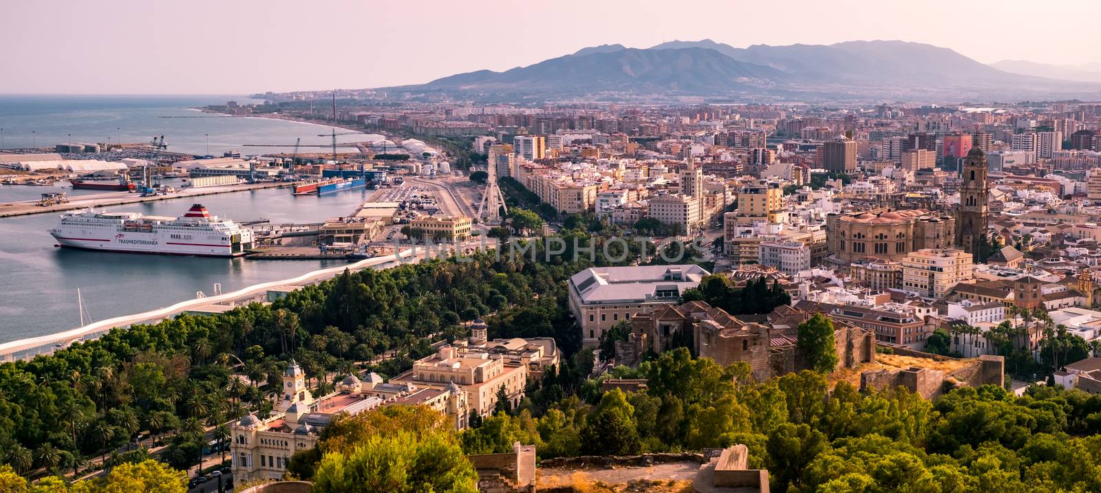 Panoramic view of the Malaga city and port by Roberto