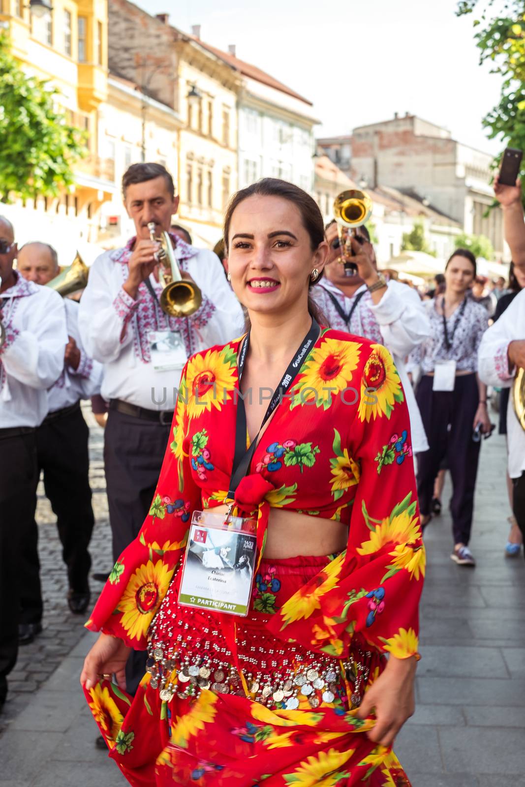 Sibiu City, Romania - 19 June 2019. The Brass Band from Cozmeşti performing at the Sibiu International Theatre Festival from Sibiu, Romania.