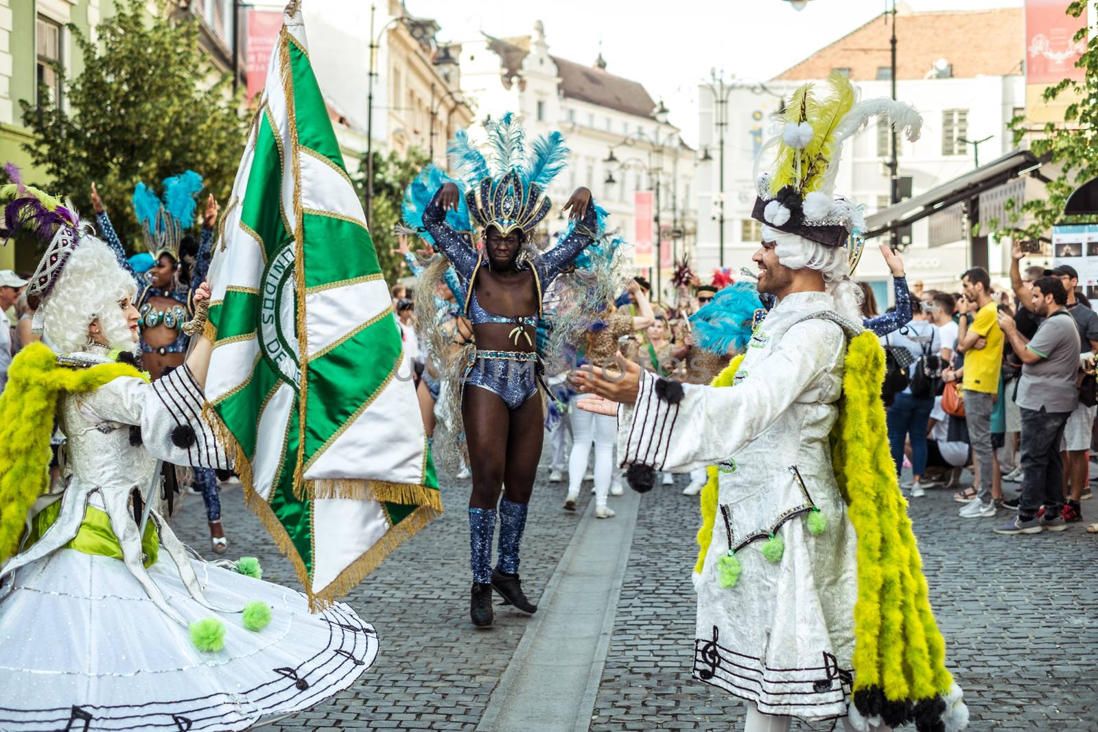 Sibiu City, Romania - 14 June 2019. The Flavours of the Notting Hill Carnival from London performing at the Sibiu International Theatre Festival from Sibiu, Romania.