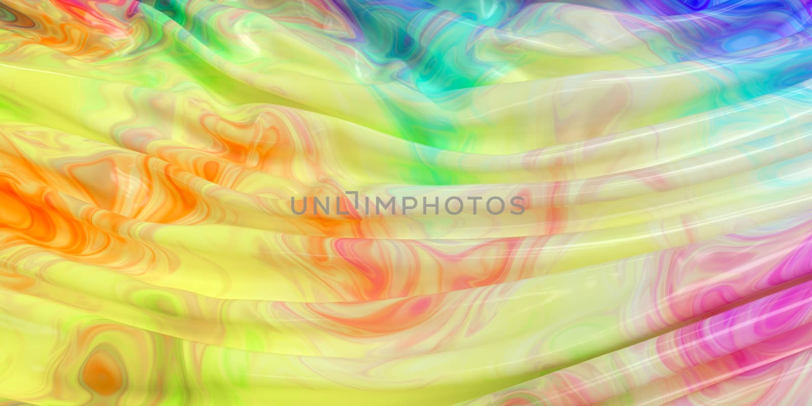 Wave colorful painting pattern with fabric background, 3d rendering. Computer digital drawing.