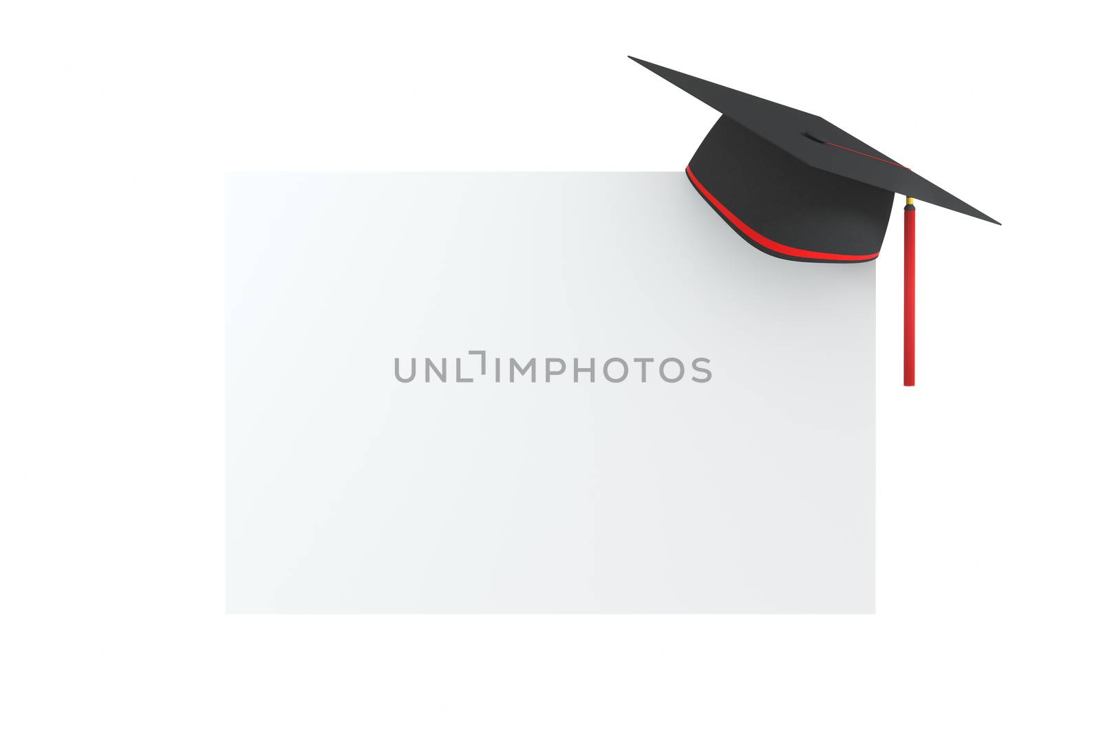 Graduate hat with white board background, 3d rendering. by vinkfan