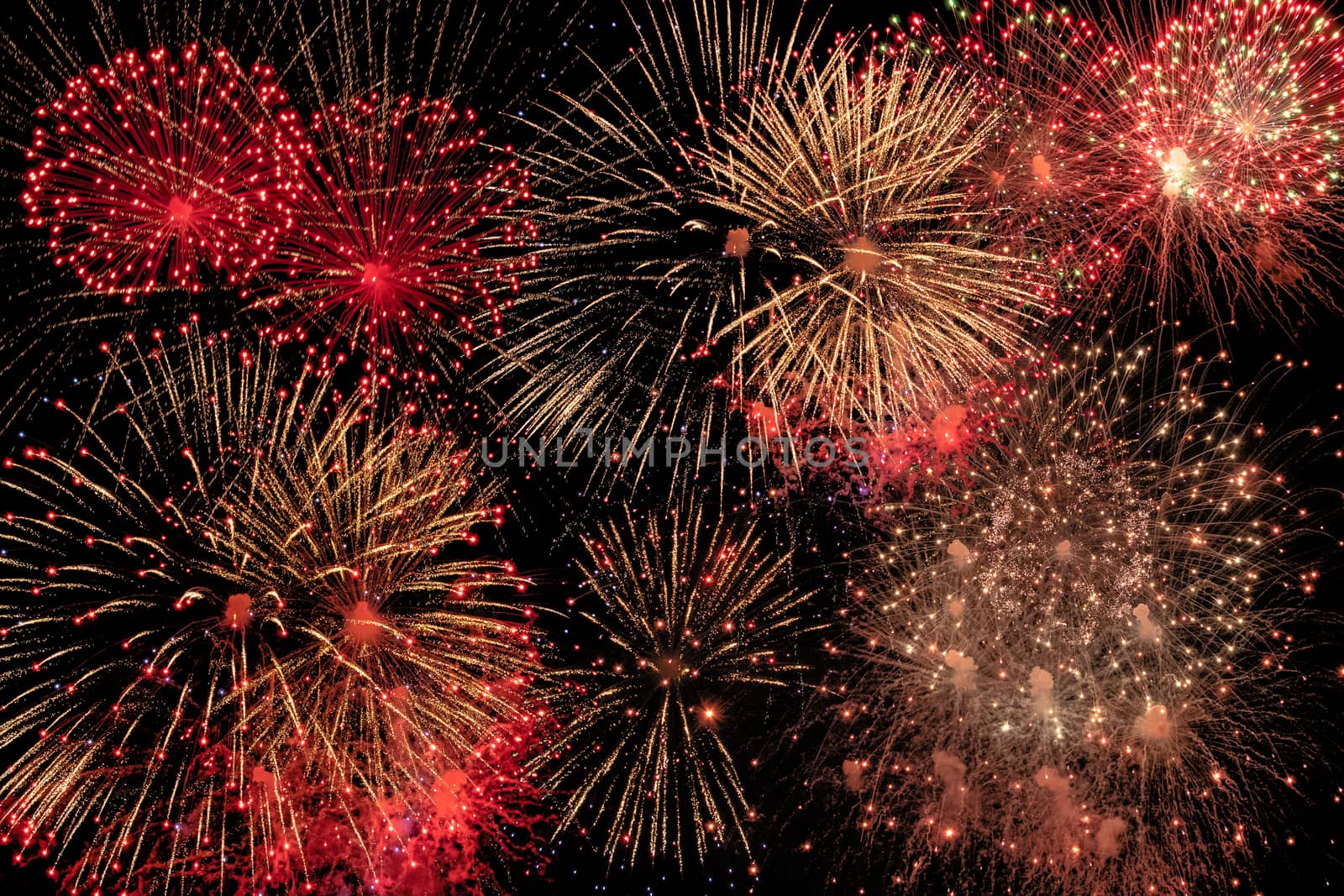 Composite images making up a background of fireworks by Russell102