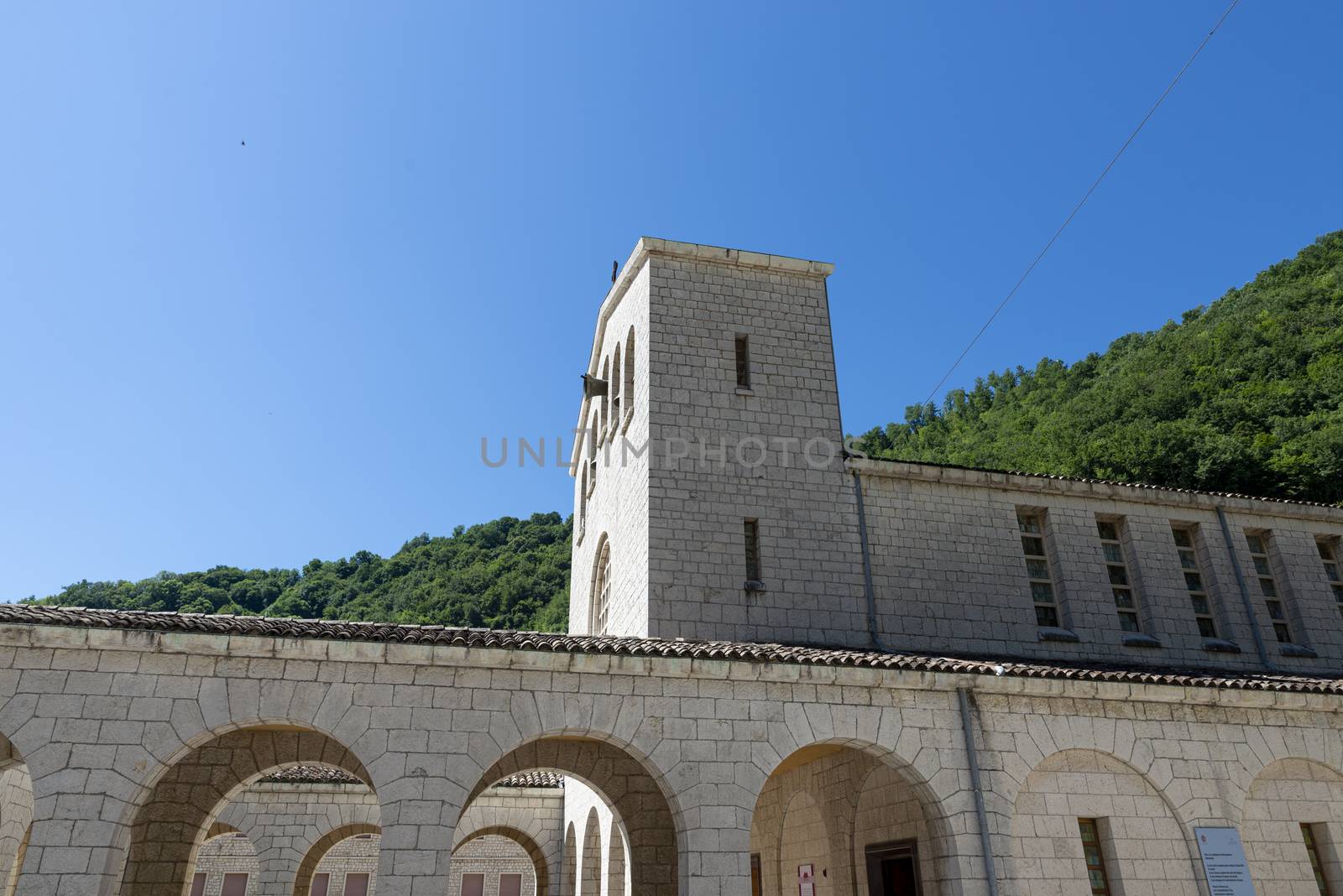 rocca porena,italy july 05 2020:new sntuario of santa rita in the town of rocca porena