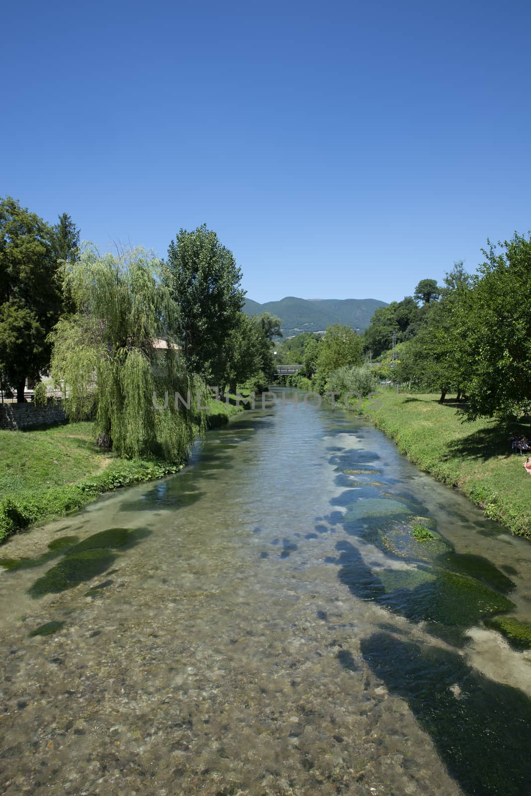 river of Scheggino province of Perugia on a sunny day