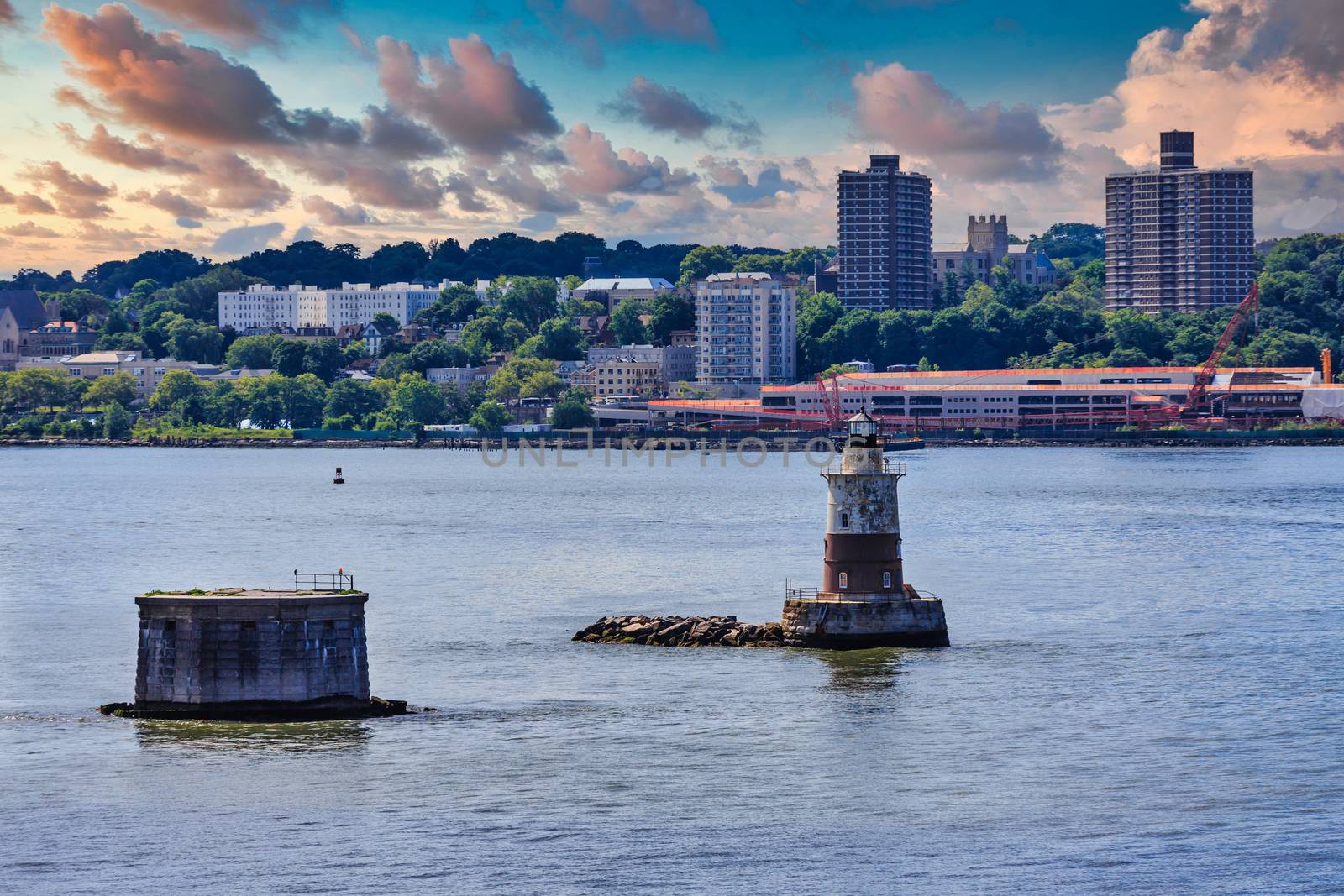 Beacon in New York Harbor at Dusk by dbvirago