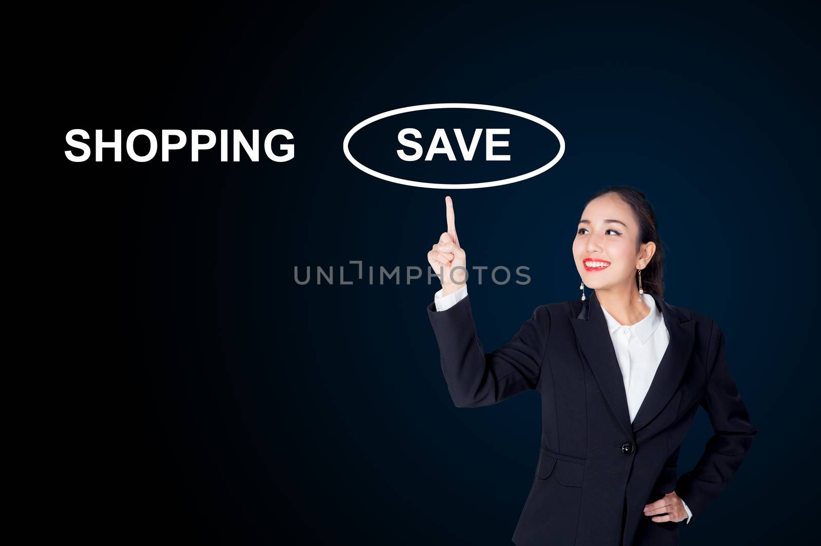 Saving concept-Business woman pointing her finger on save by nnudoo