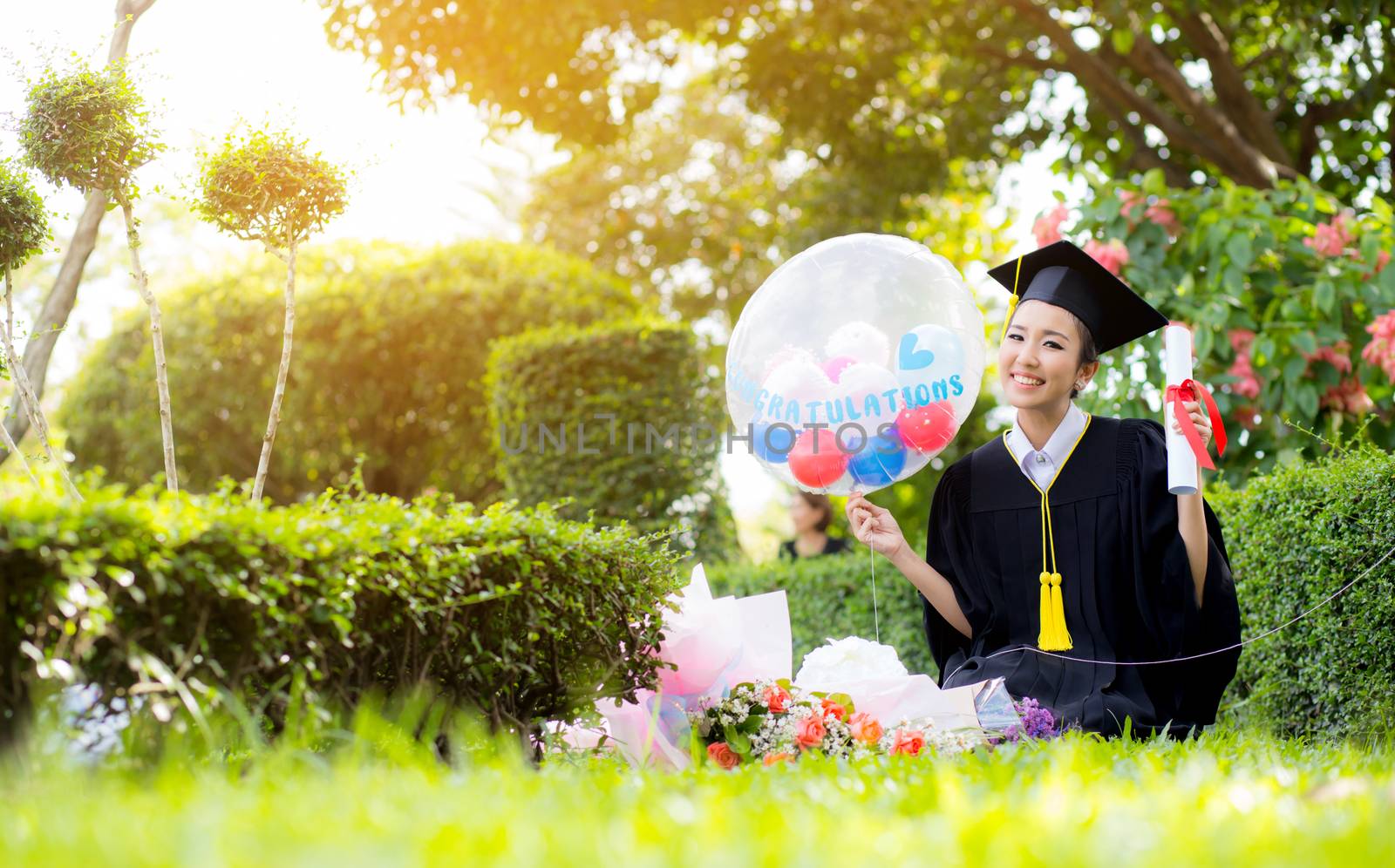Happy graduated student girl - congratulations of education succ by nnudoo