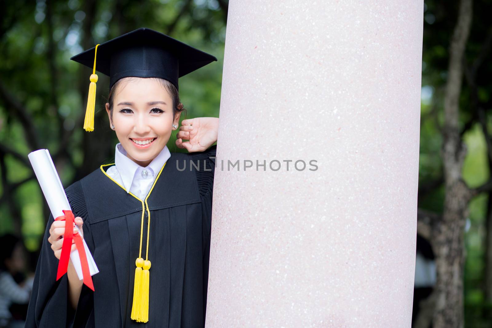 Happy graduated student girl, congratulations of education succe by nnudoo