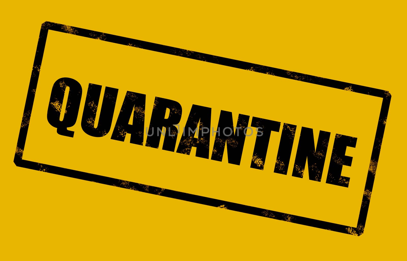 Quarantine warning sign text on yellow background for COVID-19 Coronavirus isolation caution sign.