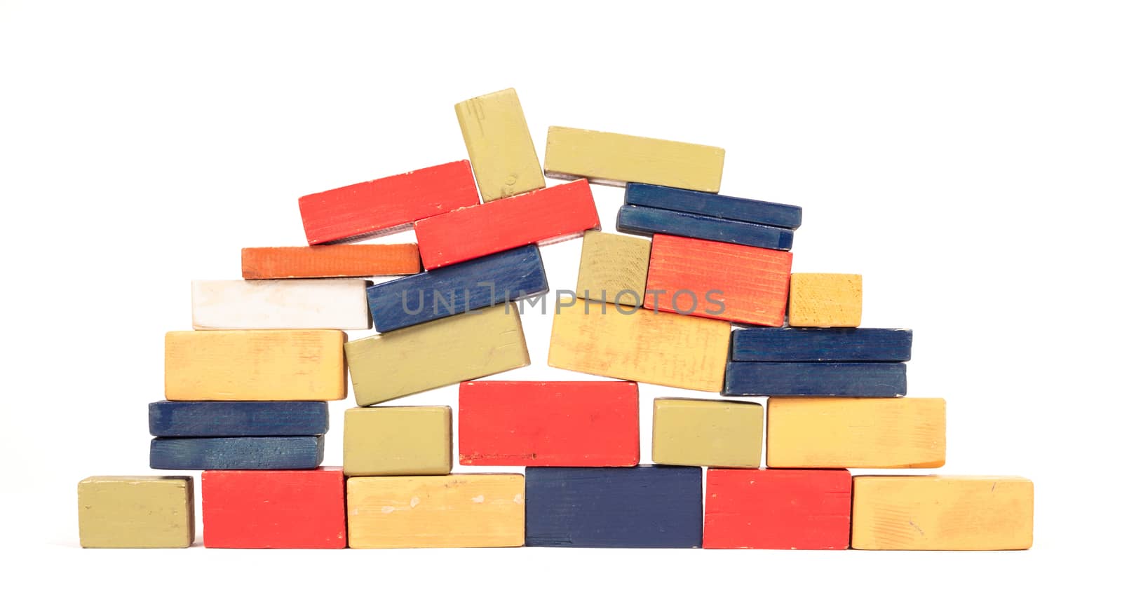 Vintage wooden blocks isolated on a white background