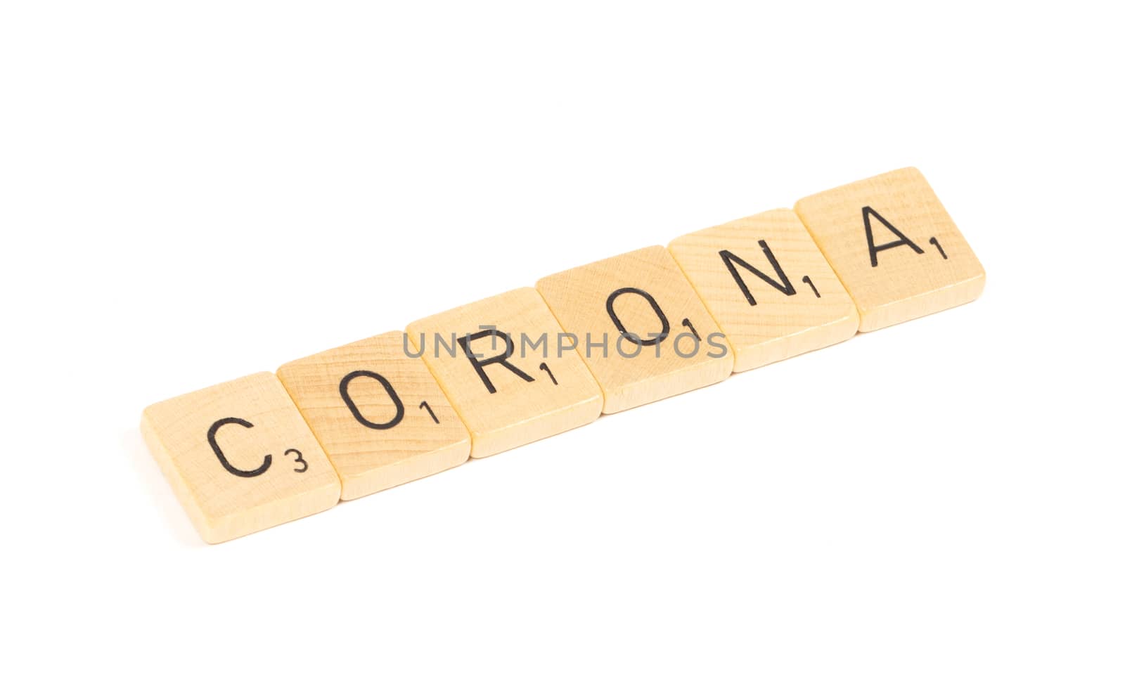 Corona letters, isolated on a white background