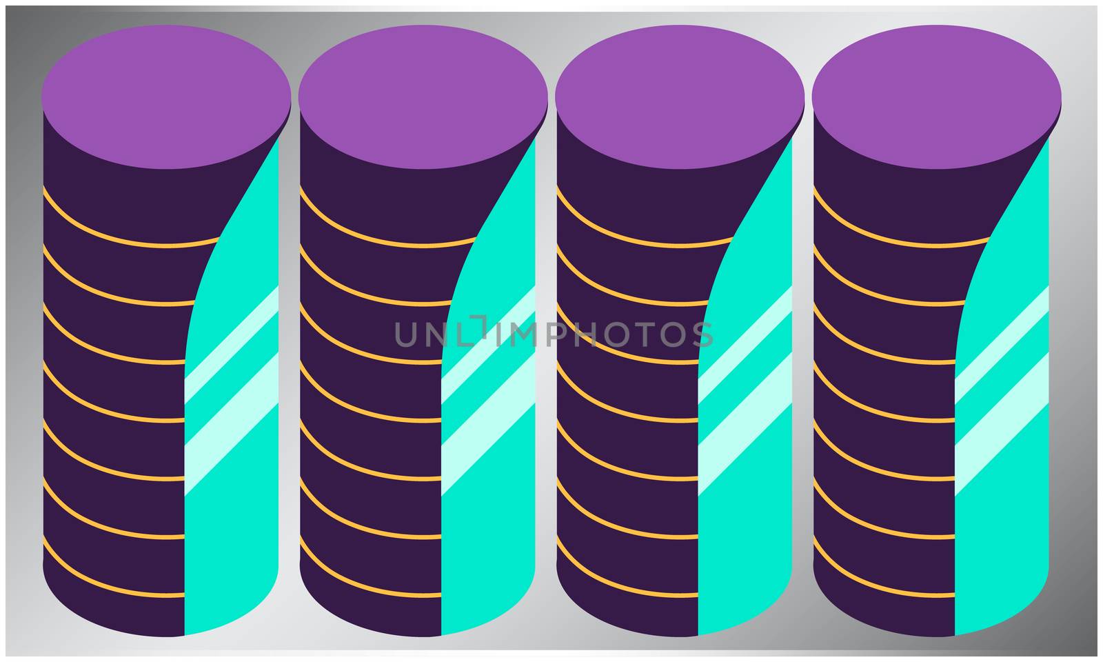 digital textile design of various coins on abstract background