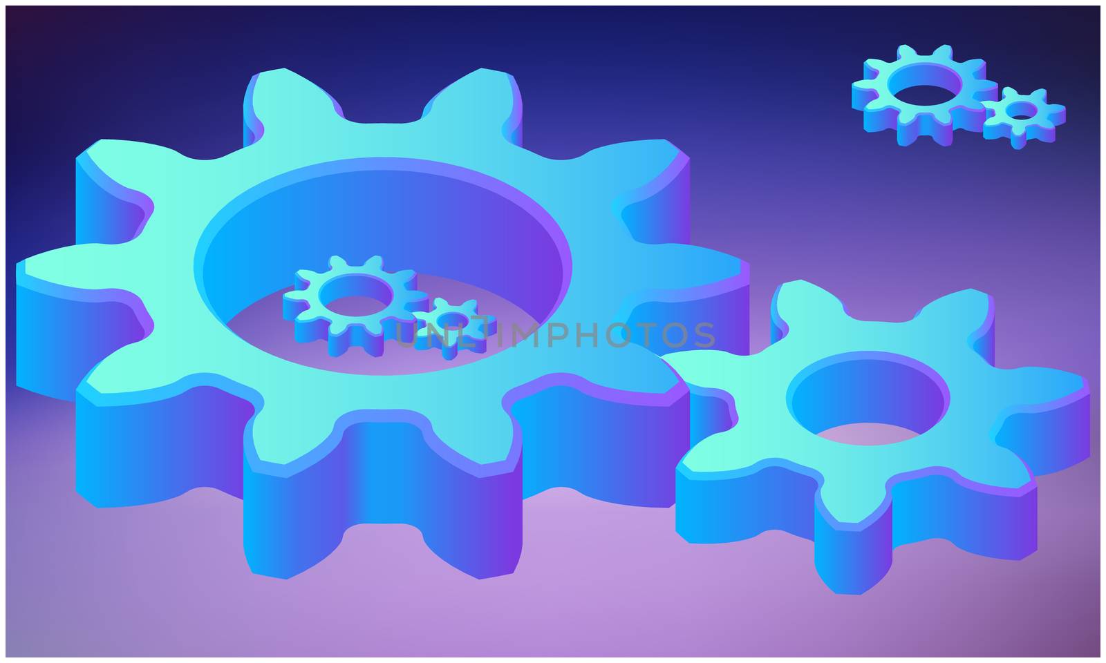 digital textile design of gears on abstract background