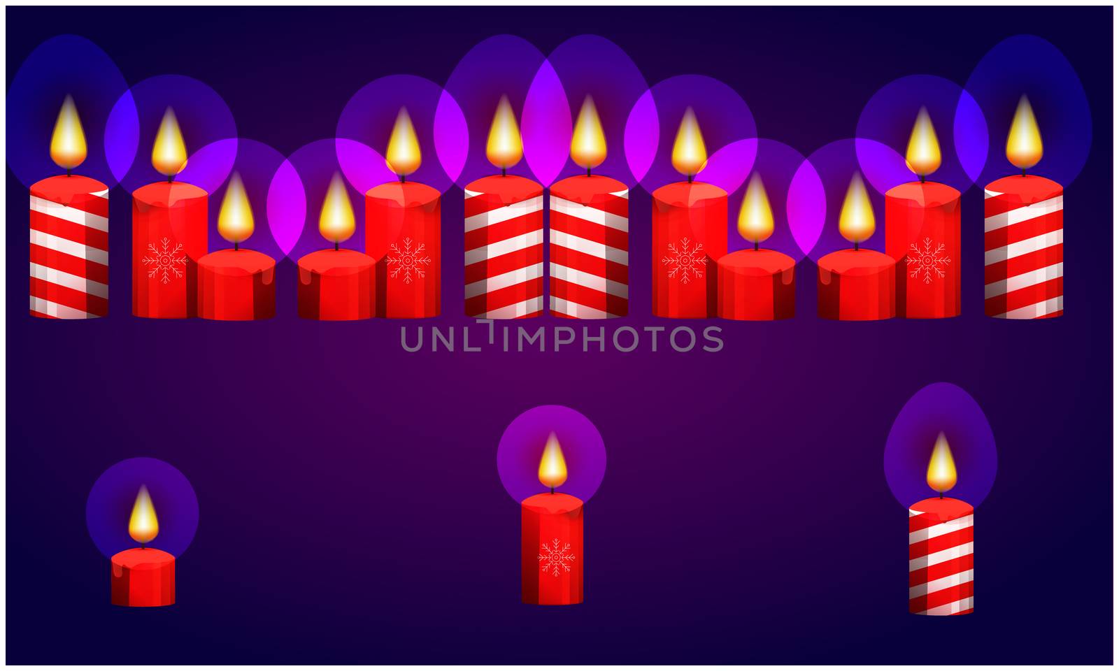 burning of various Christmas candle on abstract background by aanavcreationsplus