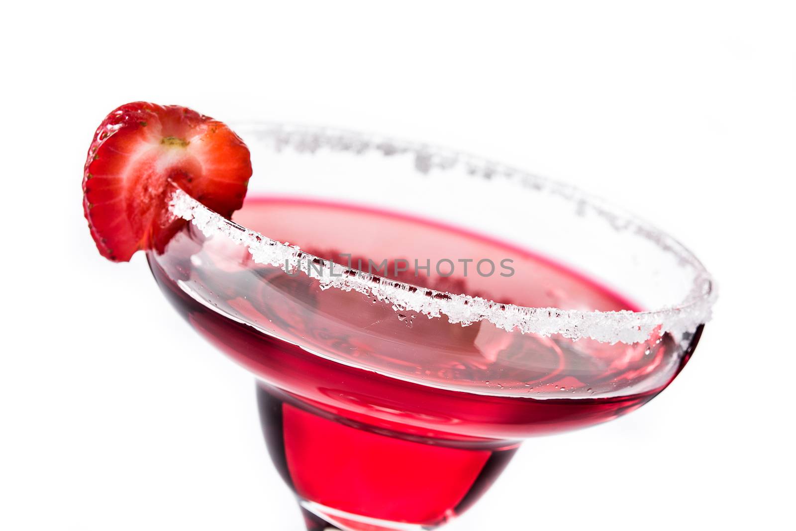 Strawberry cocktail drink isolated on white background