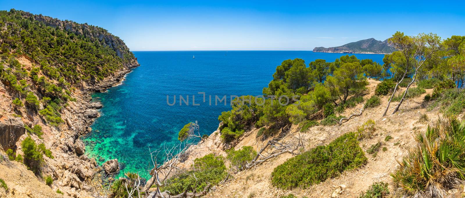 Panoramic view of coast nature seascape of Sant Elm on Mallorca, Mediterranean Sea