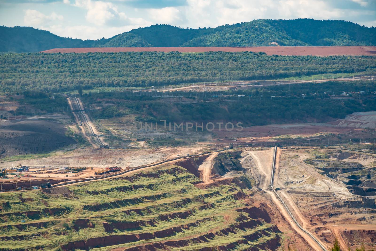 Large machinery and coal mining workspace