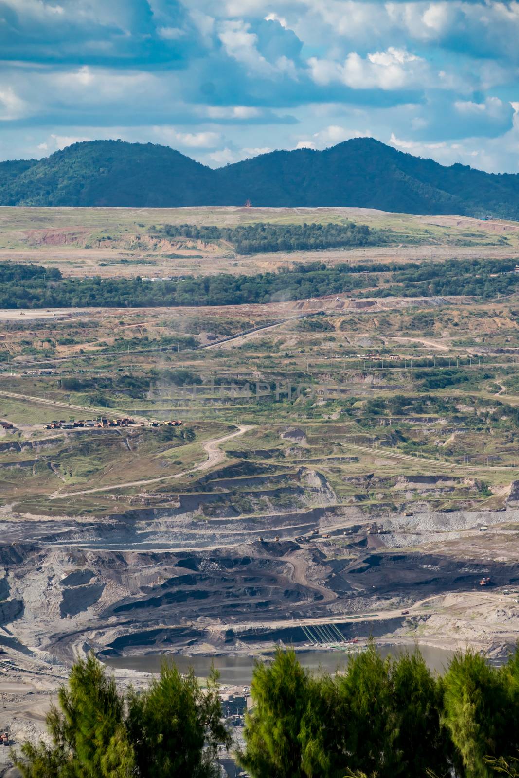 Large machinery and coal mining workspace