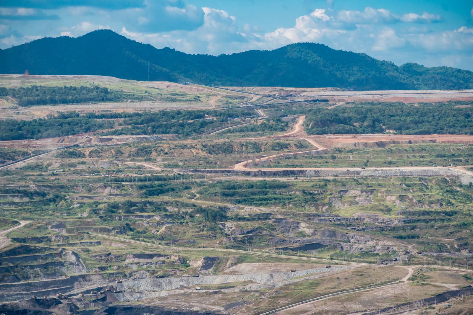 Large machinery and coal mining workspace