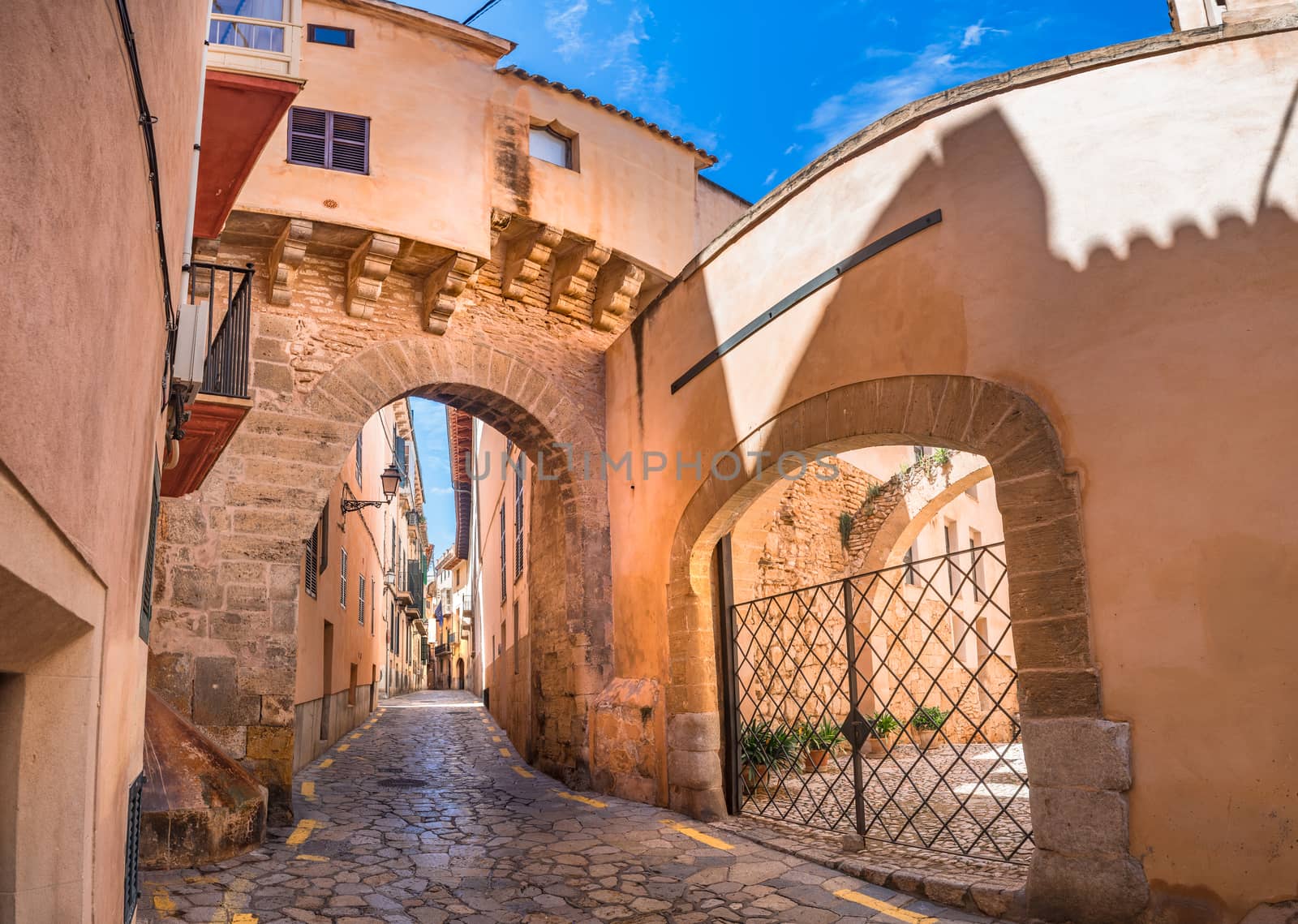 Palma de Majorca, panorama view of street at the old town of Palma, Spain