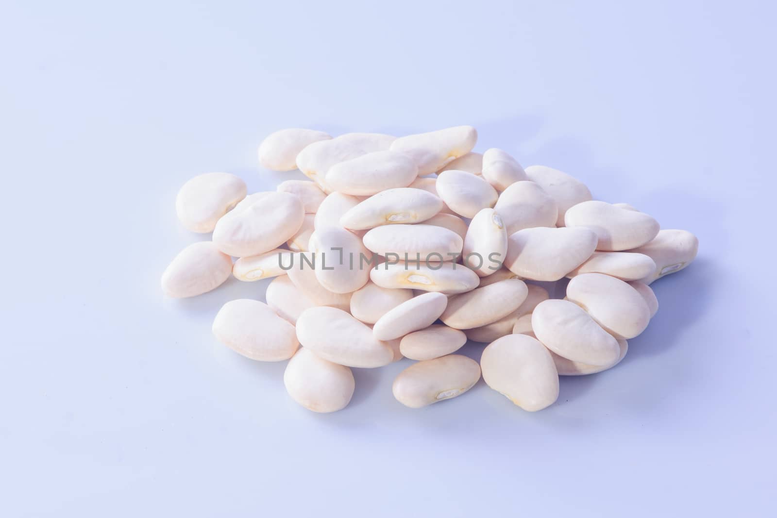 Big white beans on a white background