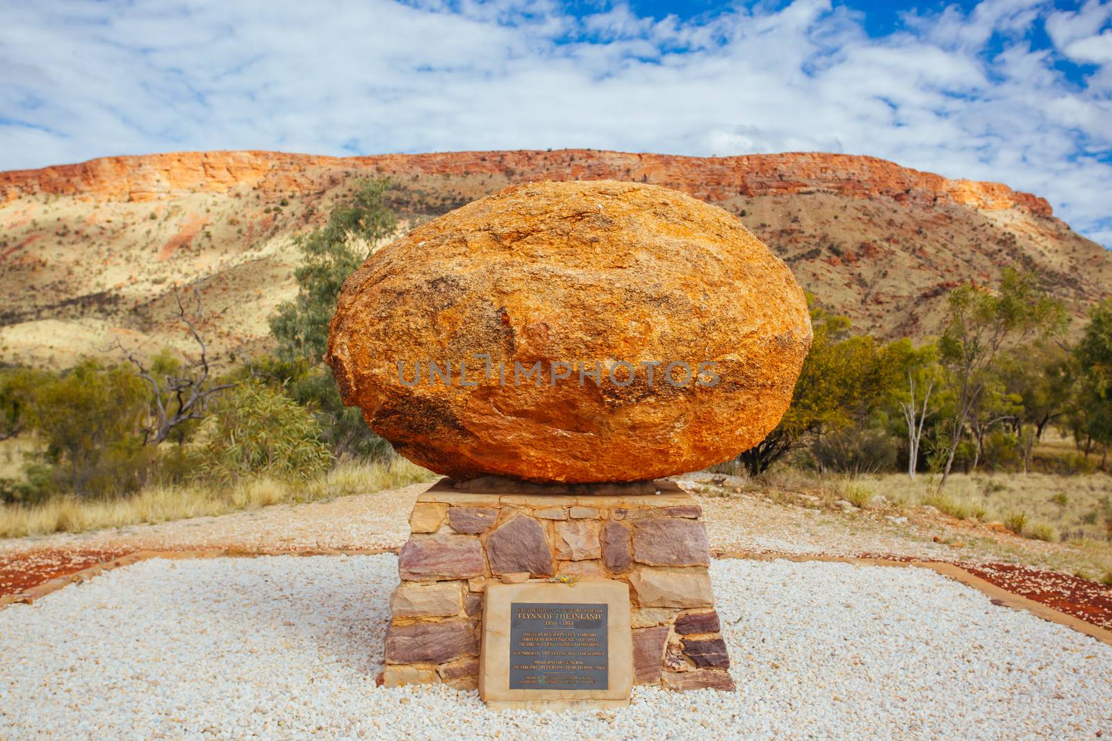 The final resting place of Flynn of the Inland, founder of the Flying Doctor Service, near Alice Springs, Northern Territory, Australia