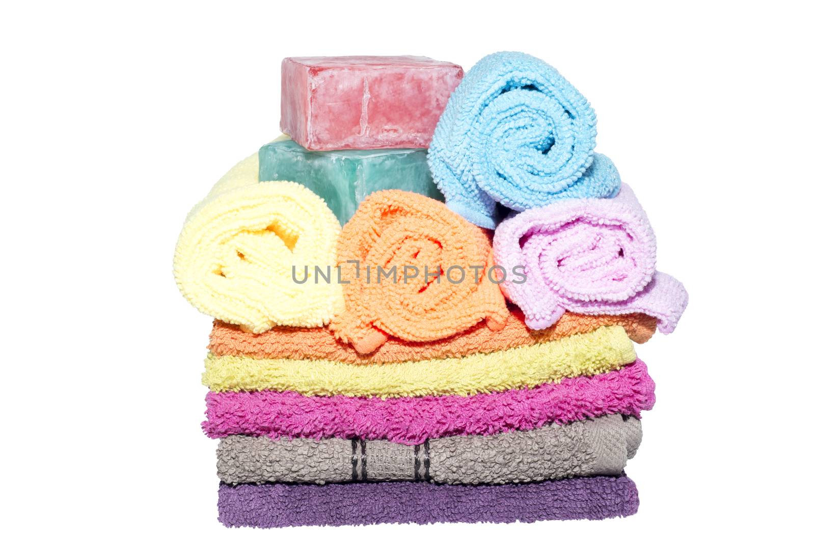 soap bars on facecloths off various shades with some in rolls