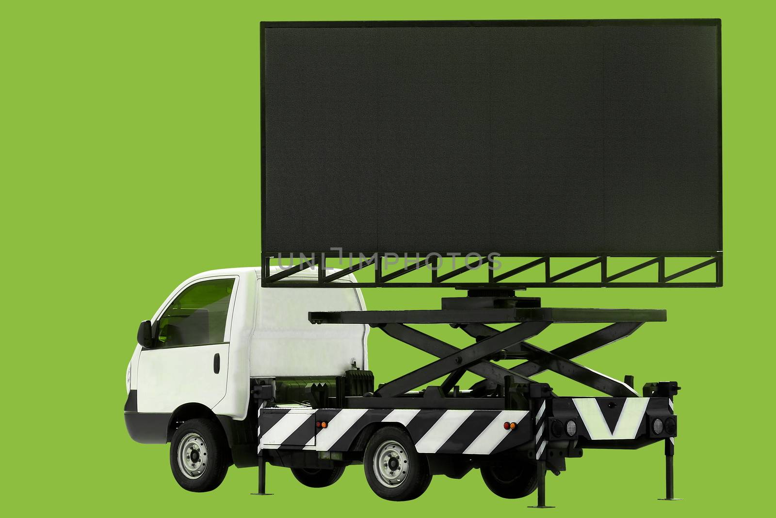 Billboard on car LED panel for sign Advertising isolated on background green by cgdeaw