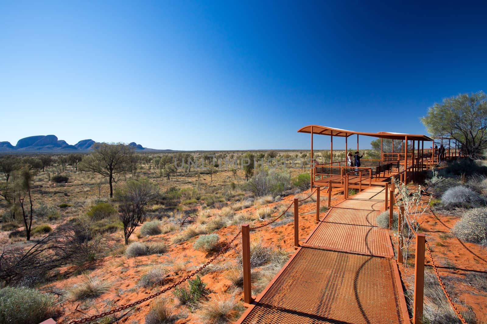 Kata-Tjuta Dunes Viewing Area on a clear winter's day in the Northern Territory in Australia