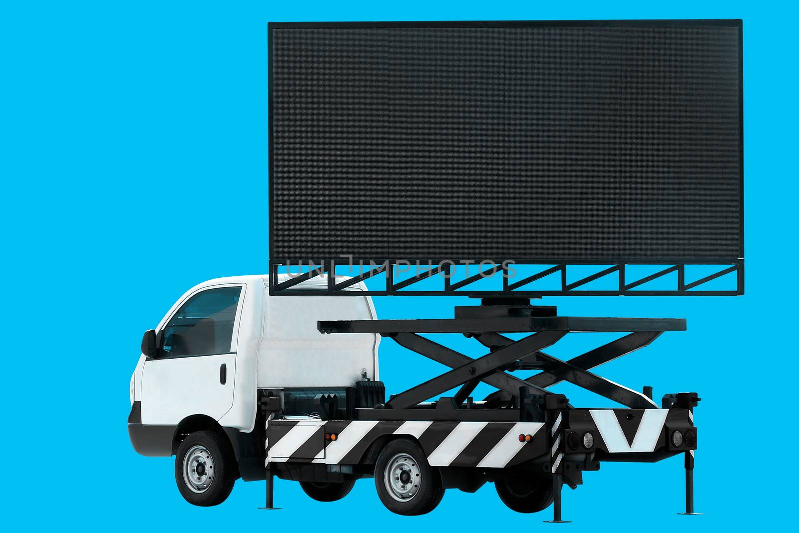 Billboard on car LED panel for sign Advertising isolated on background blue by cgdeaw